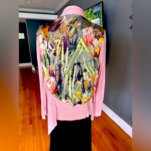 Fantastic Ted baker Cardigan Light Salmon Colour  With‎ Roses At The Back 2 /M